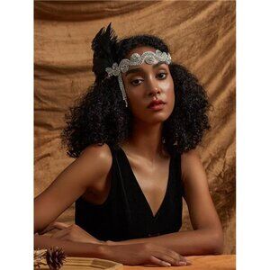 Flapper Headband for Women Black